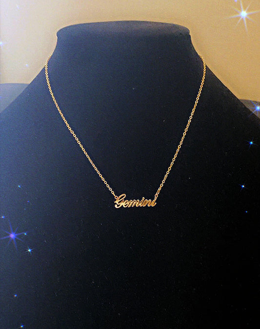 GEMINI "Script" NECKLACE