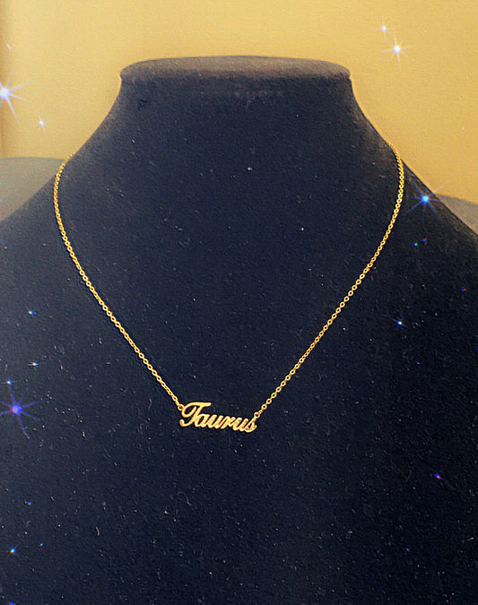 TAURUS "Script" NECKLACE